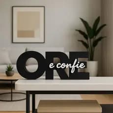 Decoração Frase Inspiradora Minimalista Quarto Escritório ORE E CONFIE Biblico Letreiro moderno