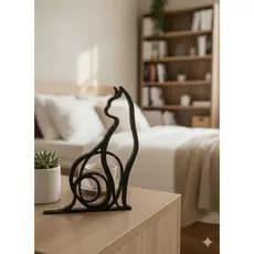 ​Escultura Gato Decorativo Silhueta Minimalista Enfeite Sala Quarto - Presente Criativo