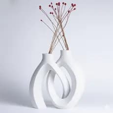 Vaso Decorativo Moderno Branco 15cm Vaso Duplo para Flores Artificiais