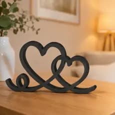 Estatueta Coração Romance 23cm - Decoração Casal Amor Eterno Enfeite para Mesa Quarto Prateleira