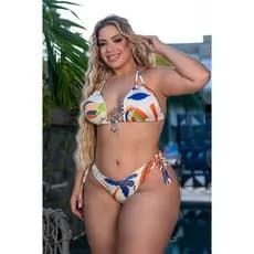Biquíni Feminino Cortininha + Saia Ajustável Moda Praia | Conjunto Plus Size & Tradicional