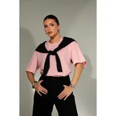 TSHIRT 2 em 1 AMARRAÇÃO ROSA COM PRETO