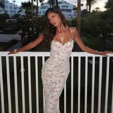 Novo Vestido Feminino Com Alça Fina Bodycon De Renda Slim Fit Dividido Alta Festa Elegante Branco De Para Mulheres
