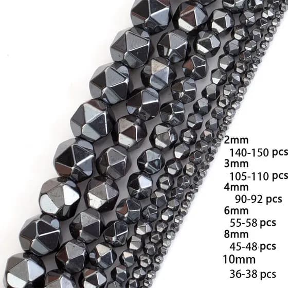 Pedra De Hematita Preta Natural Multifacetada Biliar Contas Soltas Para Fazer Jóias Pulseiras DIY 2/3/4/6/8/10mm