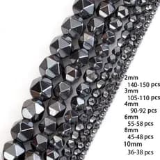 Pedra De Hematita Preta Natural Multifacetada Biliar Contas Soltas Para Fazer Jóias Pulseiras DIY 2/3/4/6/8/10mm