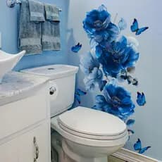 Adesivos de parede flor azul borboleta adesivos de parede sala de estar quarto banheiro banheira adesivos de parede deco