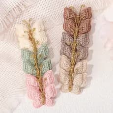12 Pçs/set Novo Mini Borboleta Chapelaria Lã Trançado Grampos De Cabelo Para Bebês Meninas Artesanal Malha Headwear Aces