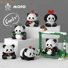 Panda Qizai Bonitinho Conjunto De Decoração De Bloco De Construção Chinês Presente De Brinquedo