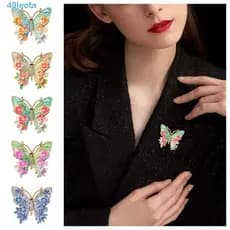 LEOTA Cloisonne Borboleta Distintivo , Esmalte Strass Grande Flor Broches , Vintage Clássico Étnico Lapela Pino Menina J