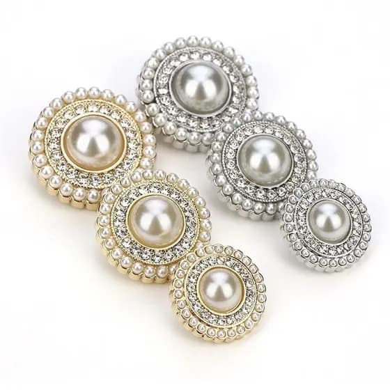 10 peças/lote botões de strass dourado super luxo para costura e bordado botões grandes de pérola para roupas femininas
