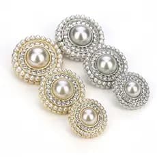 10 peças/lote botões de strass dourado super luxo para costura e bordado botões grandes de pérola para roupas femininas