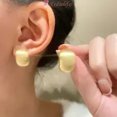 [Brincos Fedsolife] Ervilhas escovadas em aço titânio fosco banhado a ouro C Brincos elegantes franceses femininos