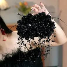 1 Peça Novo Grampo De Cabelo Peônia Vermelha E Preta Para Meninas Suave Elegante