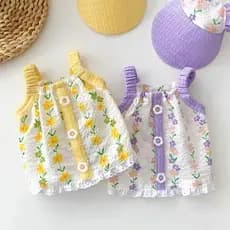 Bonito Verão Floral Cão Suspender Pet Respirável Colete Teddy Botão Aberto Superior Filhote De Cachorro Roupas De Duas P