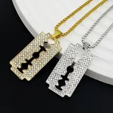 Estilo Hip Hop HOPHIP jóias banhado a ouro Retro barbeador pingente colar