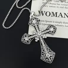 Liga diy acessórios de jóias único grande cheio de diamante cruz pingente colar chaveiro pingente acessórios Material