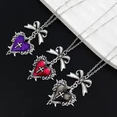 Gótico Punk vermelho preto amor clavícula arco cruz colar nicho Retro menina colar