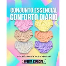 kit 06 Calçola Para Senhora Grande Algodão Cores Variadas