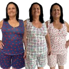 02 PIJAMA SENHORA ADULTO REGATA | PIJAMA VERÃO REGATA REF: 4411