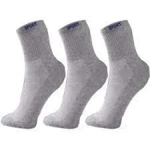 KIT 12 PARES MEIAS SPORT ATOALHADA CANELADA CANO MEDIO CINZA