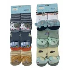 Meia BEBE Menino Kit 12 Pares C/ Chocalho Antiderrapante