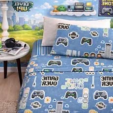Jogo de Lençol Solteiro 03 Peças Com Elástico  Estampas Infantis KIDS Percal