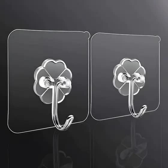 Kit 10 or 15 Transparent Adhesive Hooks Multifunctional Self-Adhesive/Supports more than 15 KG
