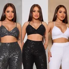 Top Cropped de Paetê Brilhoso Luxuoso com Bojo e Regulagem Estilo Blogueira Balada Festa Festivais Aniversário