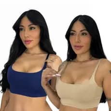 2 Top Academia Fitness Poliamida Duplo Alça Regulagem Cropped Suplex Premium 0 Transparência