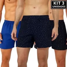 Kit 3 Short Samba Canção Liganete Masculino De Dormir Cueca Fria Adulto Noite Conforto Dormir Moda