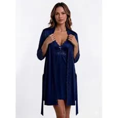 Camisola Amamentação e Robe Conforto Dormir Maternidade Pós Parto Pijama Abre Fácil