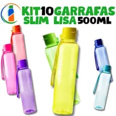 Kit 10 Garrafas Slim Lisa 500ml – Elegante, Leve e Compacta