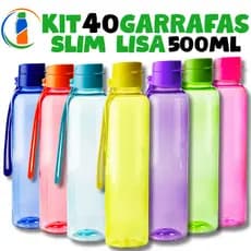 Kit 40 Garrafa Slim Lisa 500ml – Minimalismo e Eficiência no Seu Dia