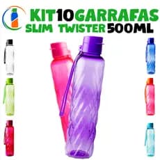 Kit 10 Garrafa Slim Twister 500ml – Moderna, Leve e Compacta
