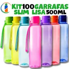 Mega Kit 100 Garrafa Slim Lisa 500ml – Minimalismo e Eficiência no Seu Dia