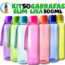 Kit 50 Garrafa Slim Lisa 500ml – Elegante, Leve e Compacta