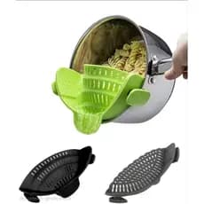 Escorredor de Alimentos em Silicone para Panelas Resistente ao Calor com  Duplo Clipe Ajustável em 3 Cores