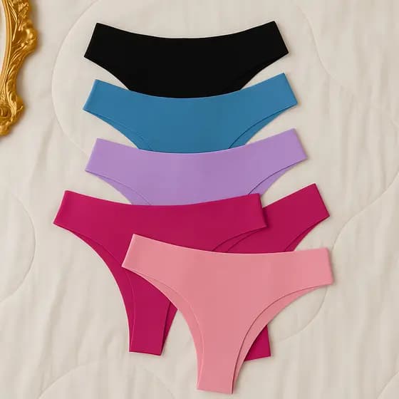 Kit 5 Calcinhas Tanga Invisível Sem Costura Feminina -Microfibra Confortável P ao GG Não Marca Roupa