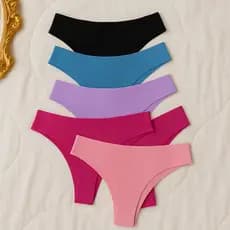 Kit 5 Calcinhas Tanga Invisível Sem Costura Feminina -Microfibra Confortável P ao GG Não Marca Roupa