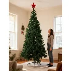 Árvore de Natal Pinheiro 2,40m Grande 1400 Galhos Verde Luxo Montagem Fácil Decoração Natal Familiar