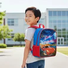 Mochila Infantil Escolar Carros Vermelha Costa Menino Passeio Viagem Estudo Volta às Aulas