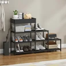 Estante Multiuso 4 Andares Sortida Prateleiras Reforçadas Estrutura Metálica Sapatos Quartos Closets