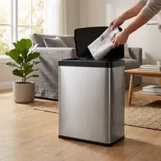 Lixeira Automatica Inteligente 40 Litros Sensor Presenca Retangular Aco Inox Sem Toque Cozinha