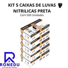Kit 5 e 10 Caixas Luvas Nitrilicas Pretas Sem Pó Caixa com 100 Unidades P M G GG Descartável