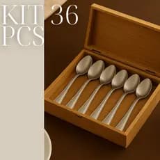 Kit 36 Colheres de Mesa em Aço Inox para Restaurante,Sobremesa,Buffet, Cozinha,Festas,Gourmet