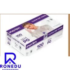 Kit 5,10 Caixas Luvas de Vinil Inoven 100 Unidades Transparente com Pó Sem Po Descartável