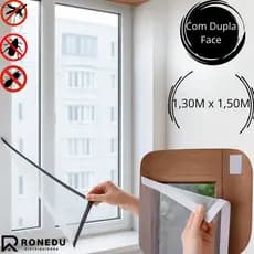 Kit 1,2,3,4 Tela Mosquiteiro 1,30m x 1,50m com Dupla Face Resistente Removível Contra Insetos