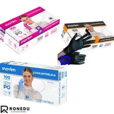1 Caixa Luvas Nitrilicas Azul,Rosa,Preta Inoven Descartável Sem Pó Caixa com 100 Unidades