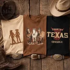 Kit 3 Camisetas Feminina Texas Boiadeira 100% Algodão Agro Cowgirl Contry Vaqueira