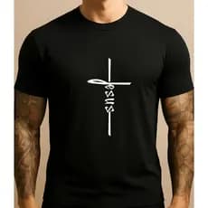 Camiseta Básica Cruz De Jesus Masculina Feminina 100% Algodão Camisa Costura Reforçada
